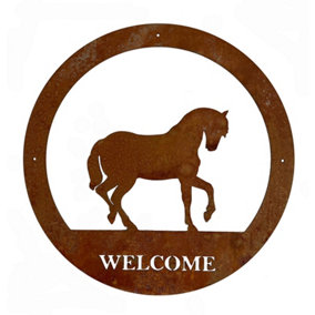 Horse Large Wall Art - With Text BM/RtR - Steel - W49.5 x H49.5 cm