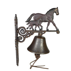 Horse / Mare & Foal Bell Farm Cast Iron Sign Plaque Door Wall Stable House Porch