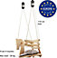 Horse Shape Toddler Swings For Garden - Baby Wooden Swings For Indoor & Outdoor Use With Natural Wood - Baby Swing With White Rope