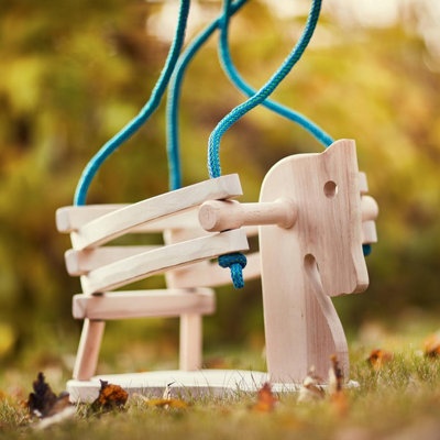Horse Shape Toddler Swings For Garden Baby Wooden Swings For