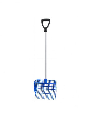 Horse Stable Basket Fork Rake (Hay Bedding Aluminium Pitchfork Blue)