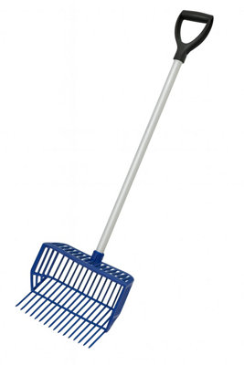 Horse Stable Basket Fork Rake (Hay Bedding Aluminium Pitchfork Blue)