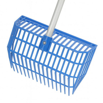 Horse Stable Basket Fork Rake (Hay Bedding Aluminium Pitchfork Blue)