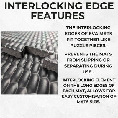 Horse Stable EVA Interlocking Rubber Floor Mats  - 34mm Thick - 6ft x 4ft - Black - 6 Pack