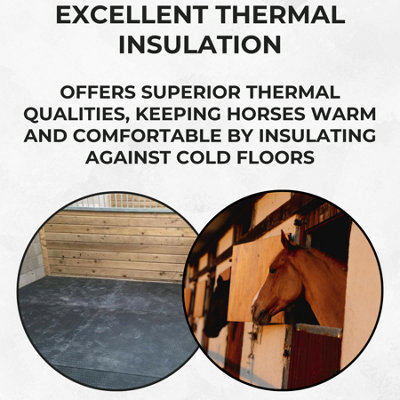 Horse Stable EVA Interlocking Rubber Floor Mats  - 34mm Thick - 6ft x 4ft - Black - 6 Pack - 8