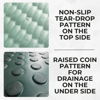Horse Stable EVA Rubber Floor Mats- 10mm - 6ft x 4ft -Green - 2 Pack