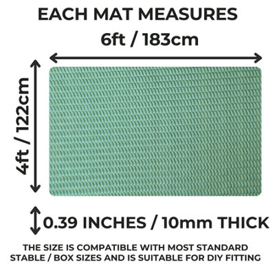 Horse Stable EVA Rubber Floor Mats- 10mm - 6ft x 4ft -Green - 2 Pack - 3