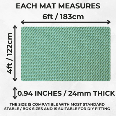 Horse Stable EVA Rubber Floor Mats- 24mm - 6ft x 4ft -Green - 3 Pack - 3