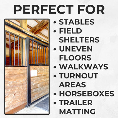 Horse Stable Floor Mats - Heavy Duty Rubber - Bubbletop - Non Slip - 12mm Thick- 6ft x 4ft - 12 Pack - 7
