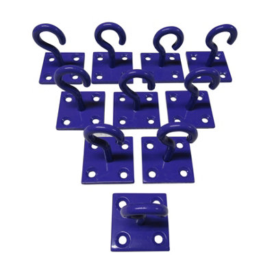 Horse Tie Hook on Plates Purple - Pack of 10 (Rope Chain Tether Stable Anchor)
