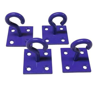Horse Tie Hook on Plates Purple - Pack of 4 (Rope Chain Tether Stable Anchor)