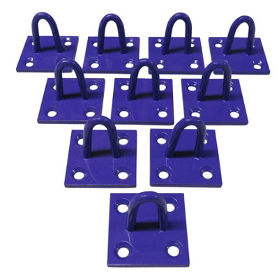 Horse Tie Staple on Plates Purple - Pack of 10 (Rope Chain Tether Stable Anchor)
