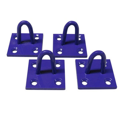Horse Tie Staple on Plates Purple - Pack of 4 (Rope Chain Tether Stable Anchor)