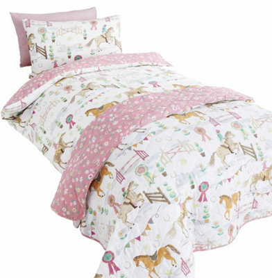 Horseshow Single Duvet Cover and Pillowcase
