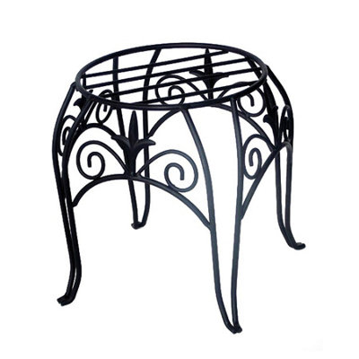 HORTICO™ (Dia) 22.5cm Black Metal Plant Stand, Indoor and Outdoor Flower Shelf, Retro Style Pot Holder D22.5 H27 cm