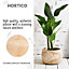 HORTICO ECO Brown Wooden House Planter Round Indoor Plant Pot for House Plants with Waterproof Liner D30 H23 cm, 8L