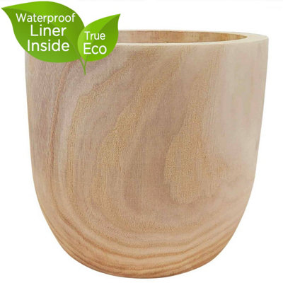 HORTICO�™ Indoor Plant Pot, (Dia) 22cm RADIAL Round Wooden Planter for House Plants with Waterproof Liner D22 H20 cm, 4.6L