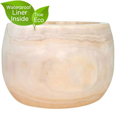 HORTICO™ Indoor Plant Pot, (Dia) 26cm ECO Round Wooden Planter for House Plants with Waterproof Liner D26 H17 cm, 4.3L