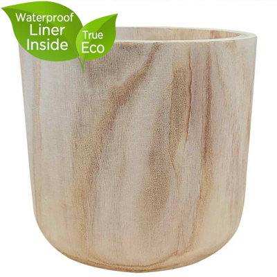 HORTICO™ Indoor Plant Pot, (Dia) 27cm CRAFT Round Wooden Planter for House Plants with Waterproof Liner D27 H24 cm, 9.1L