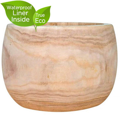 HORTICO��™ Indoor Plant Pot, (Dia) 30cm ECO Round Wooden Planter for House Plants with Waterproof Liner D30 H23 cm, 8L