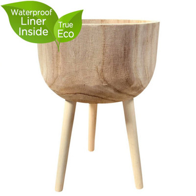 HORTICO�™ Indoor Plant Pot, GAIA Wooden Planter with Waterproof Liner, 43cm Tall Planter on Legs, Plant Pot Stand D29 H43 cm, 7.4L