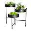 HORTICO Metal Plant Stand Folding 3 Tier with Hammered Gun Metal Trays Indoor and Outdoor, D25 H50 cm
