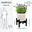HORTICO Mid Century Wooden Plant Stand,  Pot Holder with Adjustable Width, Black, H17.8cm