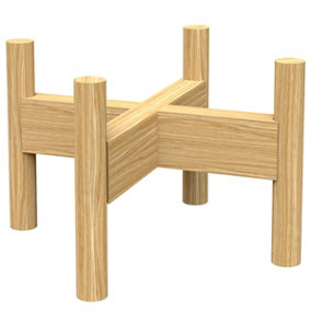 HORTICO Mid Century Wooden Plant Stand,  Pot Holder with Adjustable Width, Natural, H17.8cm