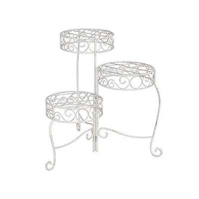 HORTICO Retro Metal Plant Stand 3 Tier Indoor and Outdoor, White, D23 ...