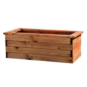 HORTICO Scandinavian Red Wood Trough Wooden Planter for Garden, Outdoor Plant Pot Made in the UK H31.5 L82 W41 cm, 62L