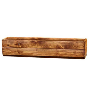 HORTICO Scandinavian Red Wood Window Box Wooden Planter for Garden, Outdoor Plant Pot Made in the UK H14 L76 W23 cm, 24.5L