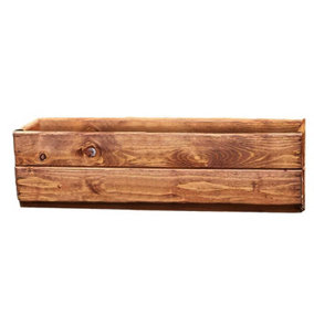 HORTICO Scandinavian Red Wood Window Box Wooden Planter for Garden, Outdoor Plant Pot Made in the UK H15 L51 W18 cm, 8L