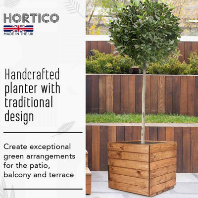 HORTICO™ Wooden Planter, 45cm Square Planter Box, Made in the UK
