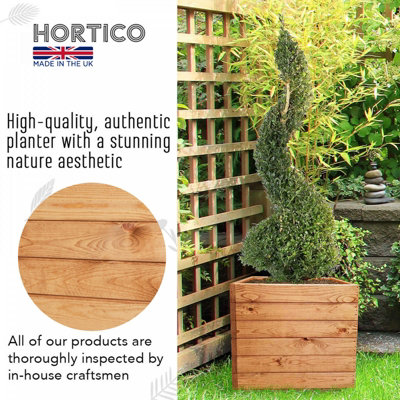 HORTICO™ Wooden Planter, 45cm Square Planter Box, Made in the UK