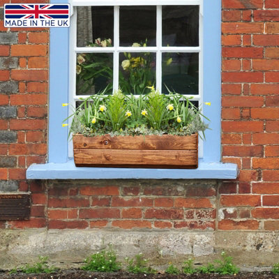 HORTICO™ Wooden Planter, 51cm Long Window Box, Garden Trough Planter, Outdoor Plant Pot Made in the UK H15 L51 W18 cm, 8L
