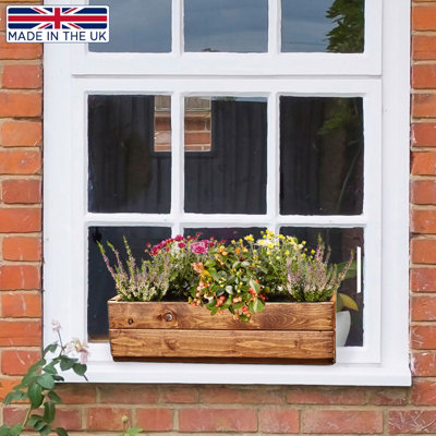 HORTICO™ Wooden Planter, 51cm Long Window Box, Garden Trough Planter, Outdoor Plant Pot Made in the UK H15 L51 W18 cm, 8L