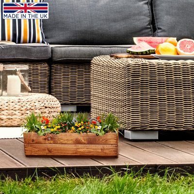 HORTICO™ Wooden Planter, 51cm Long Window Box, Garden Trough Planter, Outdoor Plant Pot Made in the UK H15 L51 W18 cm, 8L