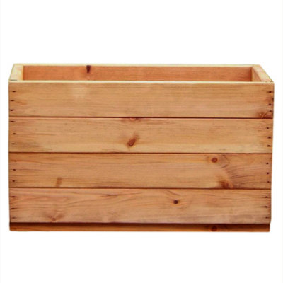 HORTICO™ Wooden Planter, 52.5cm Long Trough Planter, Made in the UK Scandinavian Red Wood Outdoor Plant Pots H30 L52.5 W25 cm, 40L