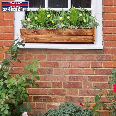 HORTICO™ Wooden Planter, 76cm Long Window Box, Garden Trough Planter, Outdoor Plant Pot Made in the UK H15 L76 W23 cm, 24.5L