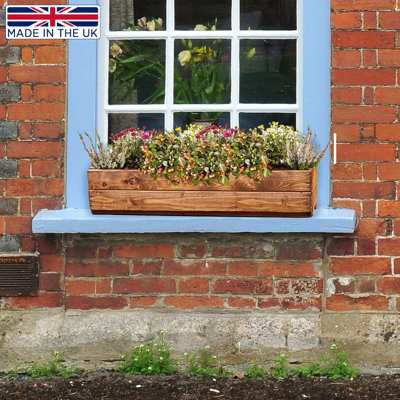 HORTICO™ Wooden Planter, 76cm Long Window Box, Garden Trough Planter, Outdoor Plant Pot Made in the UK H15 L76 W23 cm, 24.5L