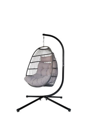 Hortus Premium Quality Hortus Folding Hanging Chair - Grey With Cushions, One Size
