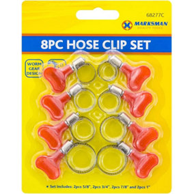 Hose Clip Set 16Pc Butterfly 2 Sizes Jubilee Type Easy Turn Pipe Clamp 13 27Mm