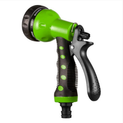 Hose Gun Water Sprayer - 8-Pattern Adjustable, Green