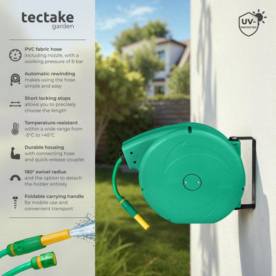 Hose Pipe and Reel - automatic retractor with hose stop, including hose ...