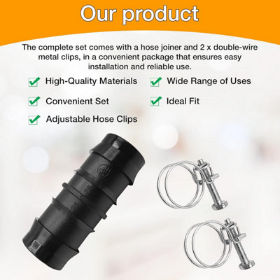 Hose Pipe Connector Set - 25mm Pond Hose Connector with 2 Wire Hose ...