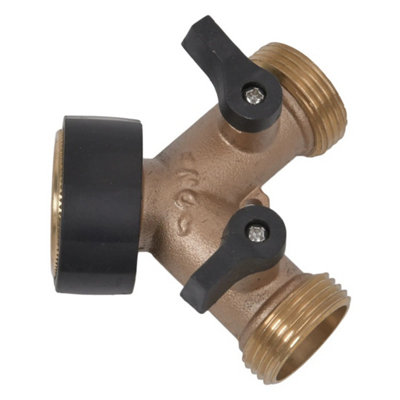 Hose Pipe Valve Splitter Connector Adaptor Brass 3/4 Y-shaped Garden ...