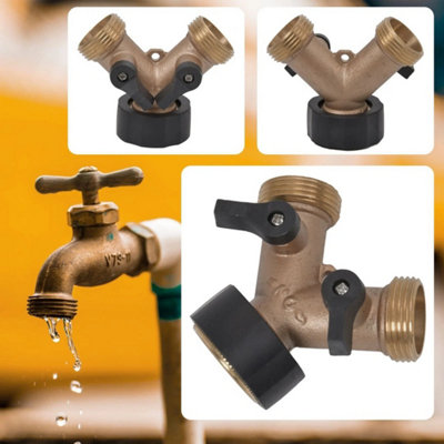 Hose Pipe Valve Splitter Connector Adaptor Brass 3/4 Y-shaped Garden ...