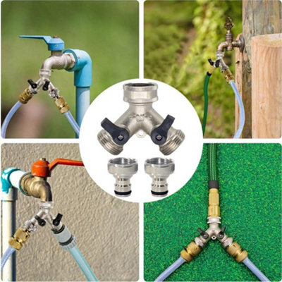 Hose Splitter 2 Way Kit Brass Y Hose Splitter with Control Valve 3 ...