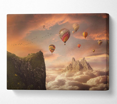 Hot Air Balloon Valley Canvas Print Wall Art - Medium 20 x 32 Inches