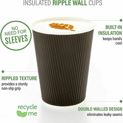 HOT BARGAINS 100 Pack 12oz (360ml) Triple Wall Ripple Paper Coffee Cups ...